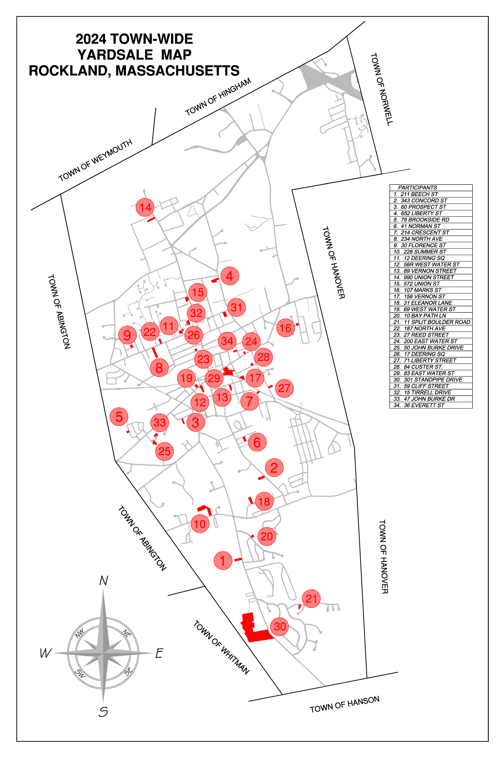 2024 Rockland Yard Sale Map